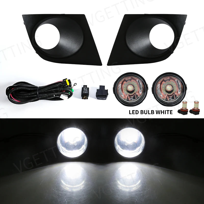 For Nissan Tiida 2007 2008 2009 2010 2011 LED Fog Light Lamp Headlights Cover Hood Frame Waterproof Car Accessories Left Right