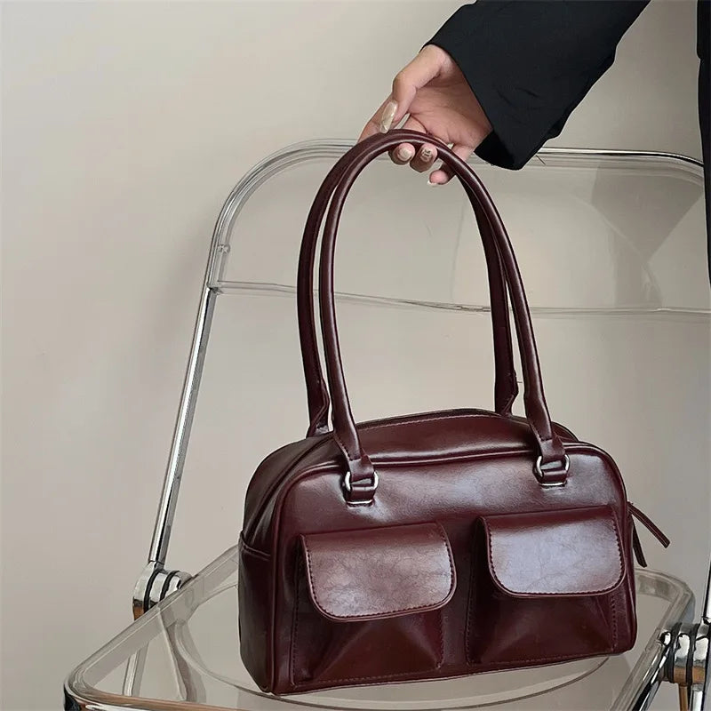 Vintage Women Business Shoulder Bags Classy Business Tote Bag Pu Leather Handbag