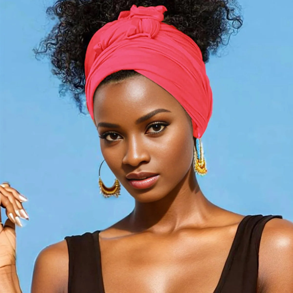 XXL stretch jersey turban african solid color super soft breathable headband