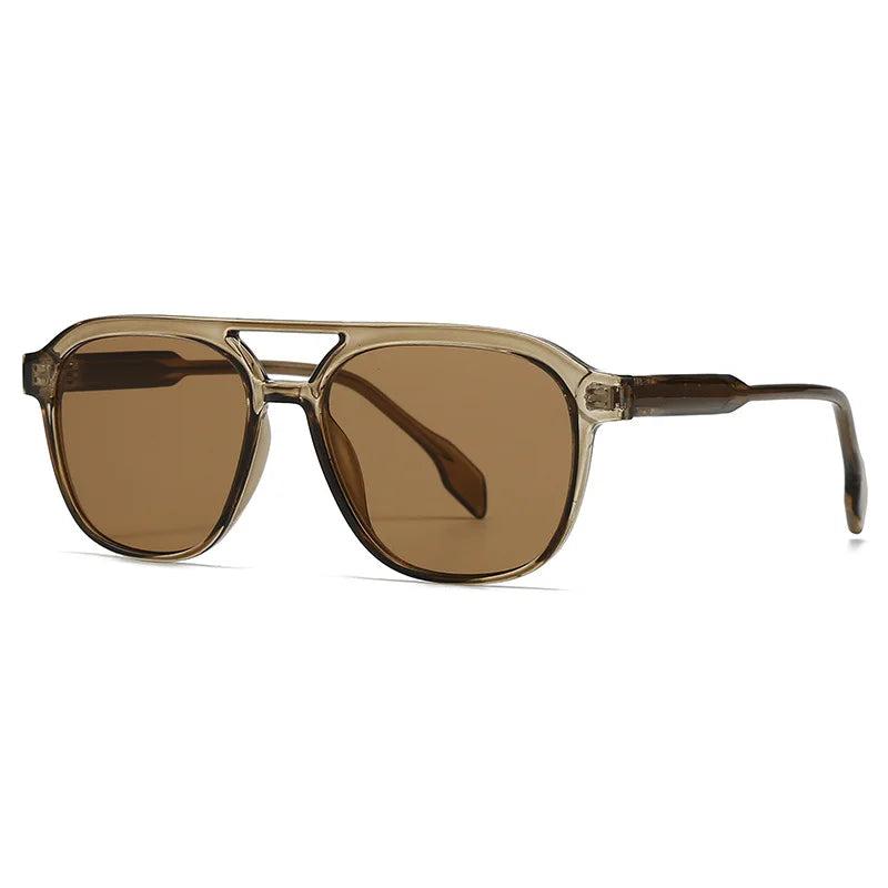 JNPCXI Fashion Double Bridges Square Men Luxury Sunglasses Retro Women Tea Gradient Shades UV400 Sun Glasses