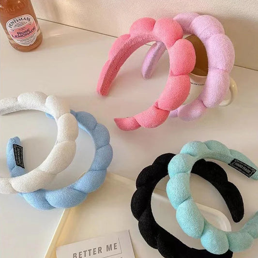 Simple Cloud Sponge Headband for Women Korean Style Candy Color Wide Brim Headband Fashion Girl Face Wash Headband Hair Accessor