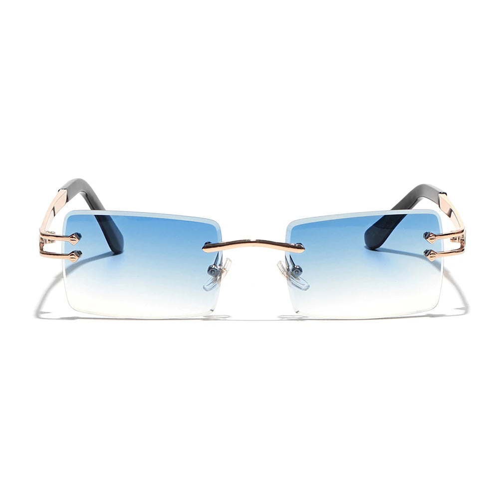 Ruiao Y2K Rimless Square Sunglasses Unisex Diamond Cut Lens Small Frame Retro Fashion UV400 Shades Street Style Eyewear 2026 New