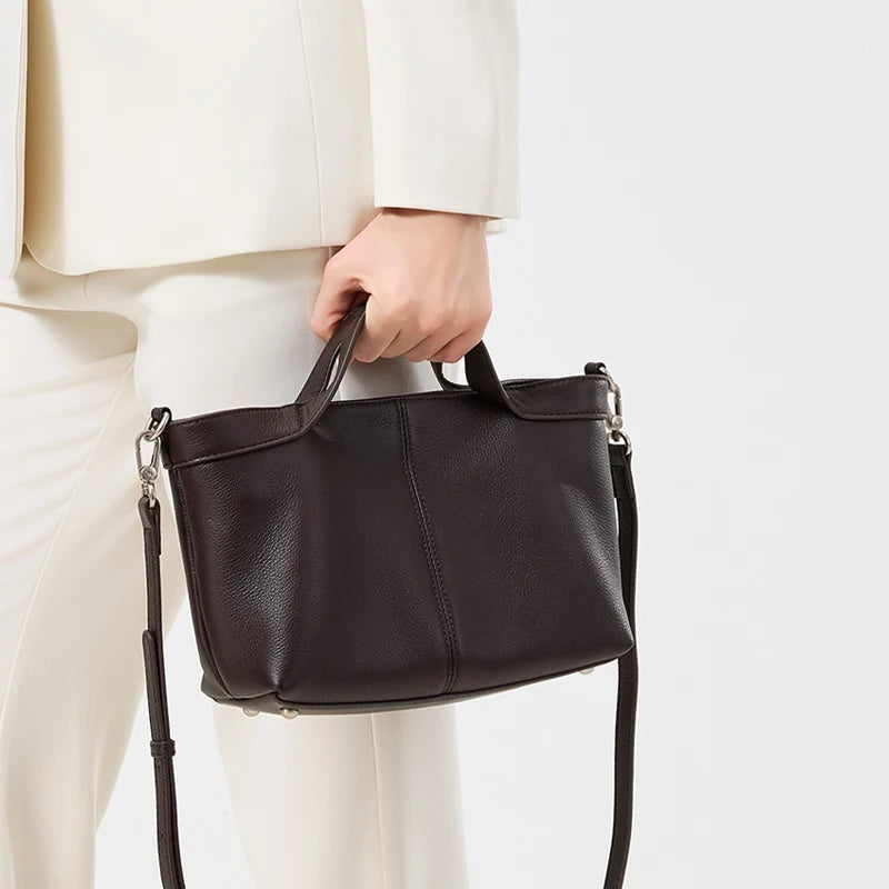New Women's fashion Genuine Leather Tote Handbag Female luxury designer Real Leather Crossbody Shoulder Bags Retro Underarm bag