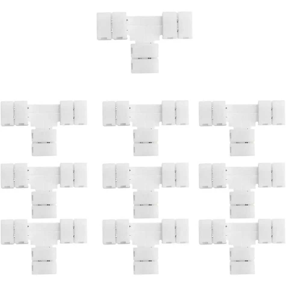 10pcs I /L/T/Cross Shape Solderless Snap Down 4Pin Conductor LED Strip Connector for Quick Splitter Connection of 10mm Wide