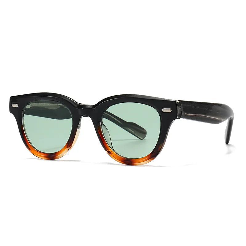 JNPCXI New Round Sunglasses Men Shade Sun Glasses CP Stainless Steel Core Quality Driving Fishing Uv400