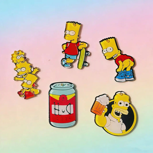 5 PCS Cute Cartoon Enamel Charms – Funny Character Pendants for Jewelry Making & Keychains