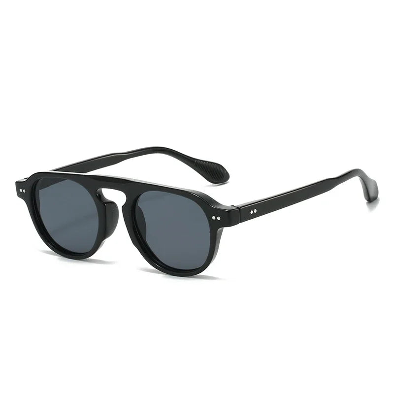 JNPCXI New Retro Rivets Round Punk Sunglasses Women Shades UV400 Fashion Men Clear Lens Frame