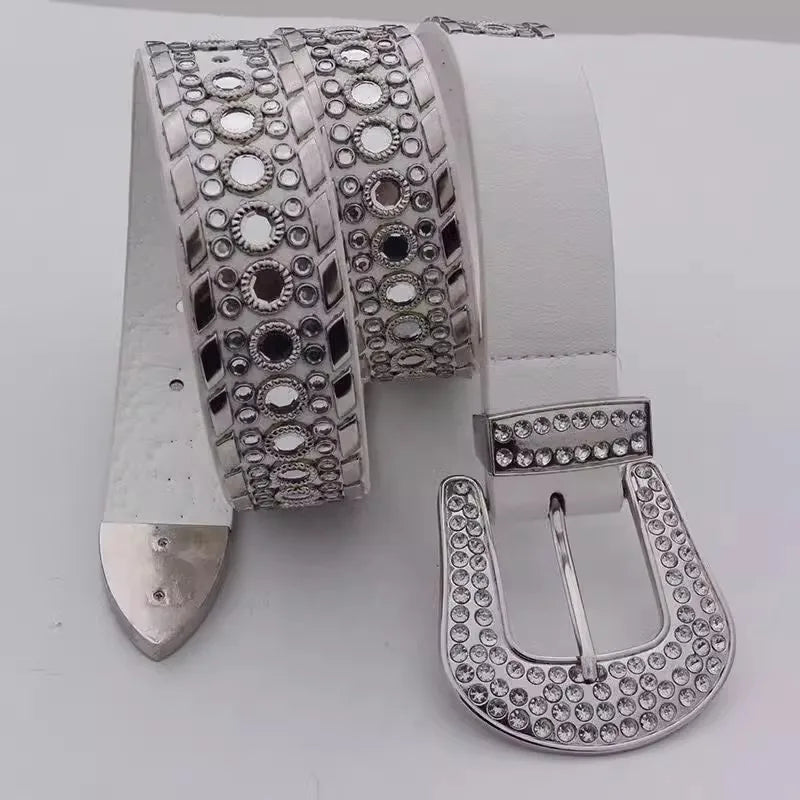 Y2K N Niche Personality Spice Broad Belt Female Adornment 2024 New Style Rhinestone With Pants Fashion Belt