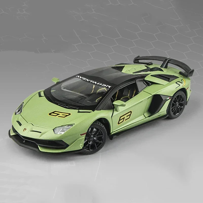 1/24 AVENTEDOR SVJ63 Countach Sports Car Alloy Model Toys Diecasts & Toy Vehicles Sound and Light Collection for Kids Boys Gifts