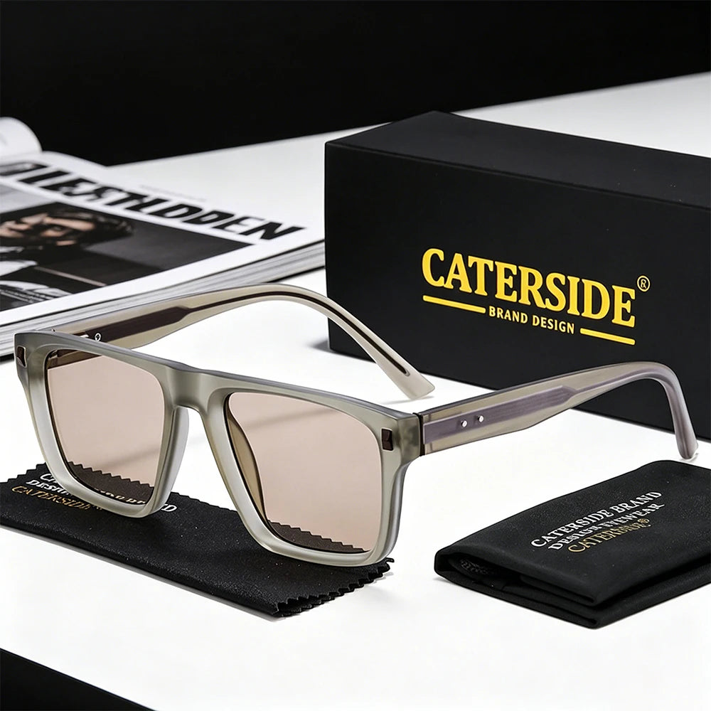 CATERSIDE New Retro Men's Sunglasses Square Frame Fashionable Sun Glasses Women's Outdoor Travel Beach Summer Glasses UV400