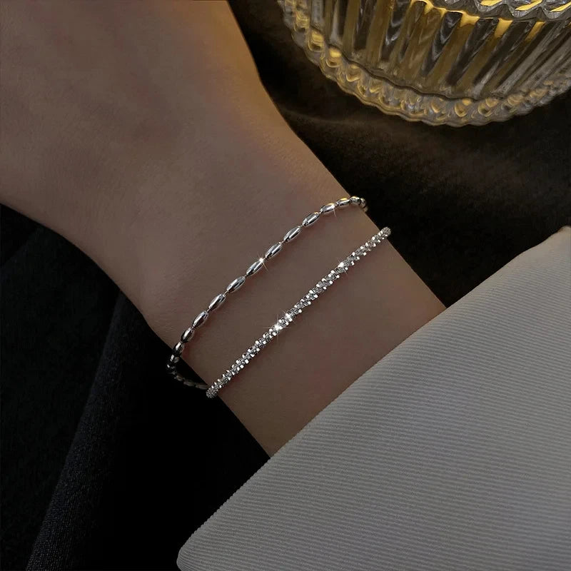 2024 Trend Sparkling Silver Color Choker Necklace for Women Elegant Clavicle Chain Necklace Party Wedding Collar Jewelry Gifts