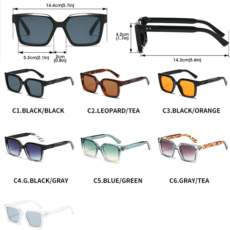 JNPCXI New Square Sunglasses Women Shades UV400 Retro Trending Rivets Men Gradient Orange Sun Glasses