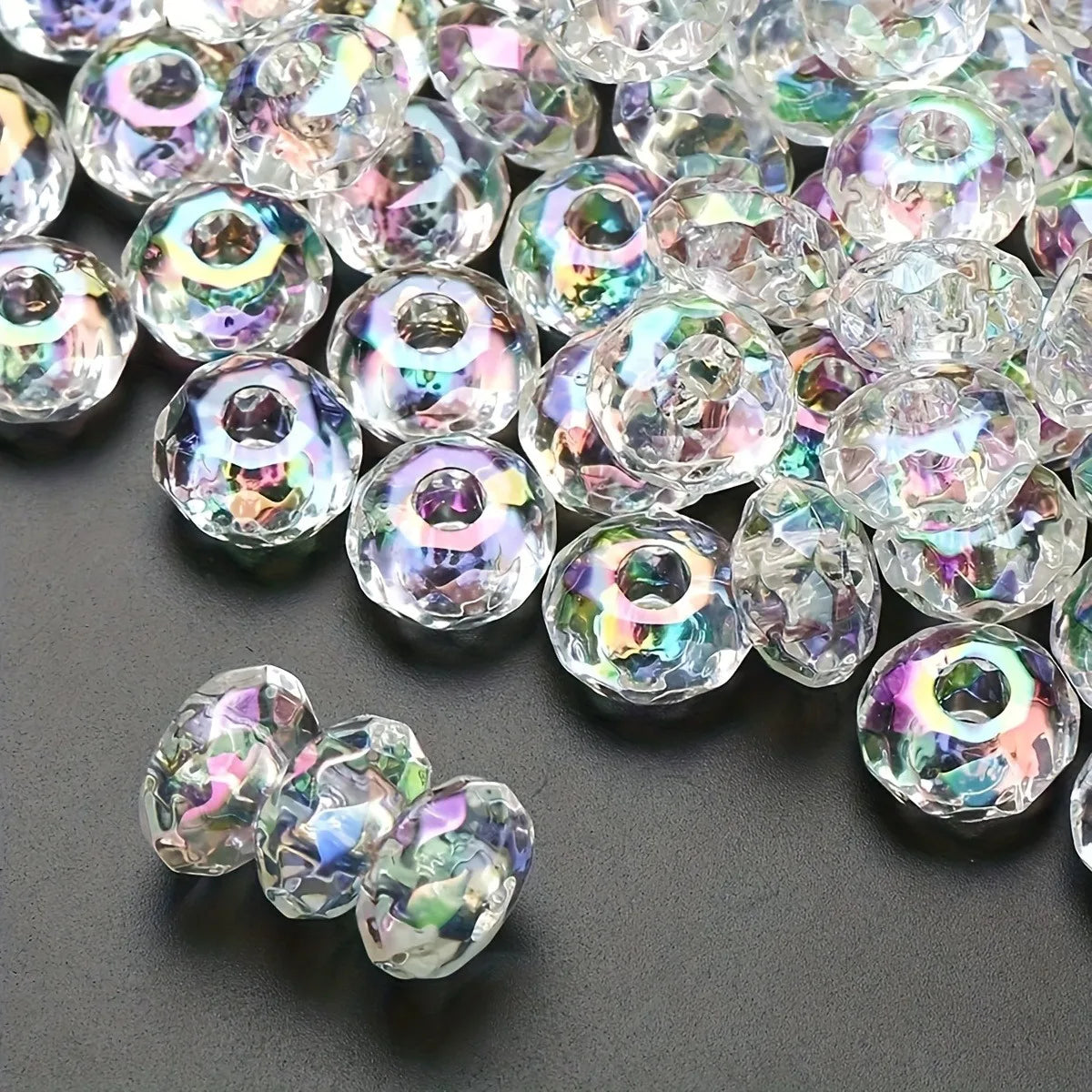 20pcs 15mm Faced Big Hole Wheel Transparent Beads for Jewelry Making DIY Necklace Bracelet Beaded Pen Accessories