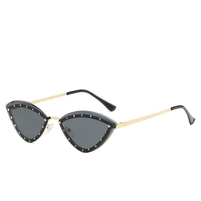 Y2K Spicy Girl Fashion Cat Eye Set with Diamond High Grade Sunglasses European and American Personalized Outdoor Party Trendy Wo