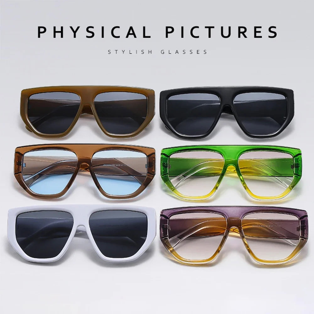 JNPCXI Retro Oversized Sunglasses Men Fashion Brand Designer Black Gradient Shades UV400 Women Trending Sun Glasses
