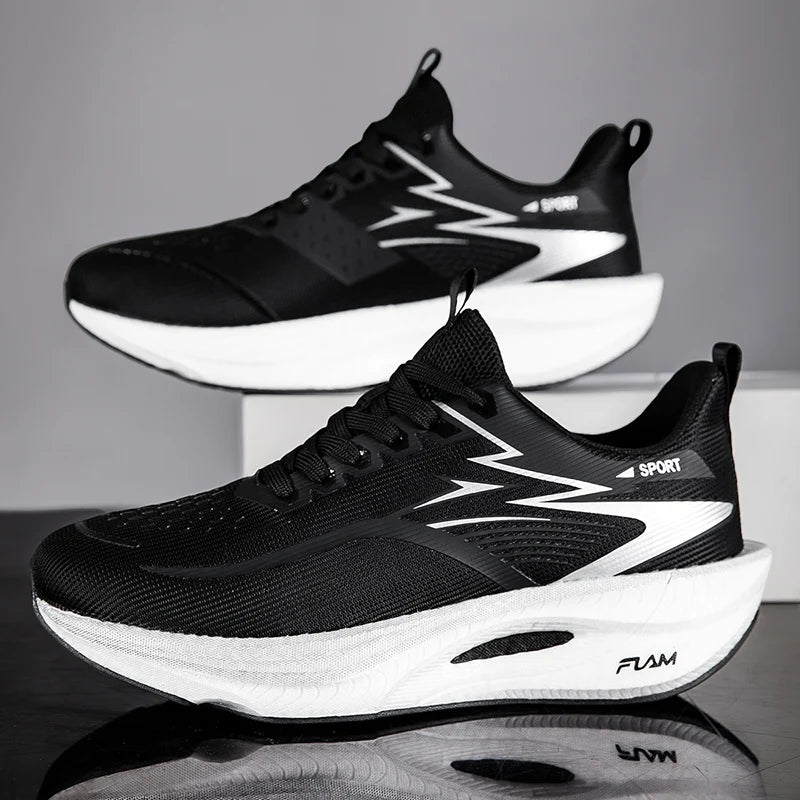 Sports Running Shoes Men Marathon Carbon Board Air Cushion Breathable Lightweight Women's Comfortable Athletic Nonskid Sneakers