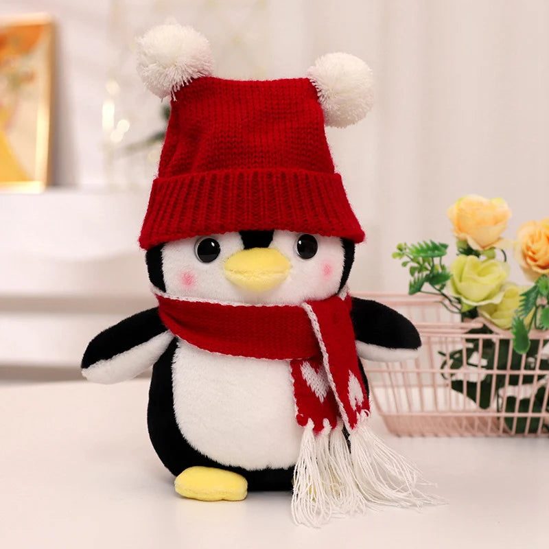 1pc 25/35cm Cute Penguin With Hat Scarf Plush Toy Doll Soft Stuffed Animal Cartoon Toys Pillow for Children Kids Xmas Gift Decor