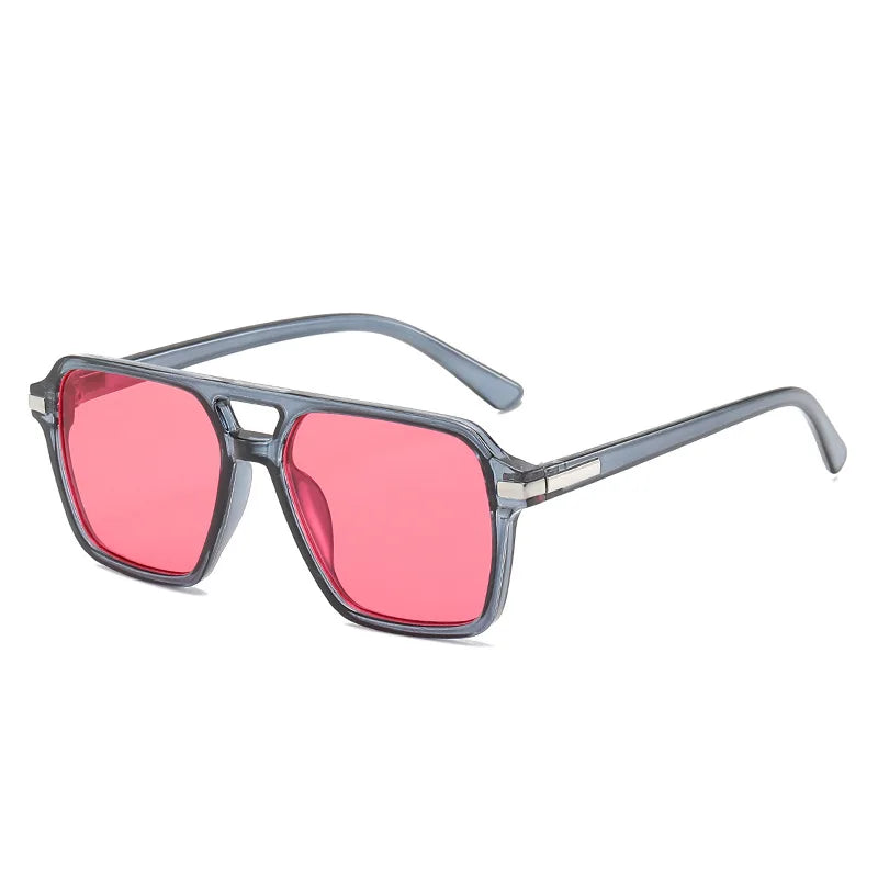 JNPCXI Vintage Double Bridges Square Sunglasses Men Gradient Lens Eyewear Shades Women Trending Sun Glasses UV400