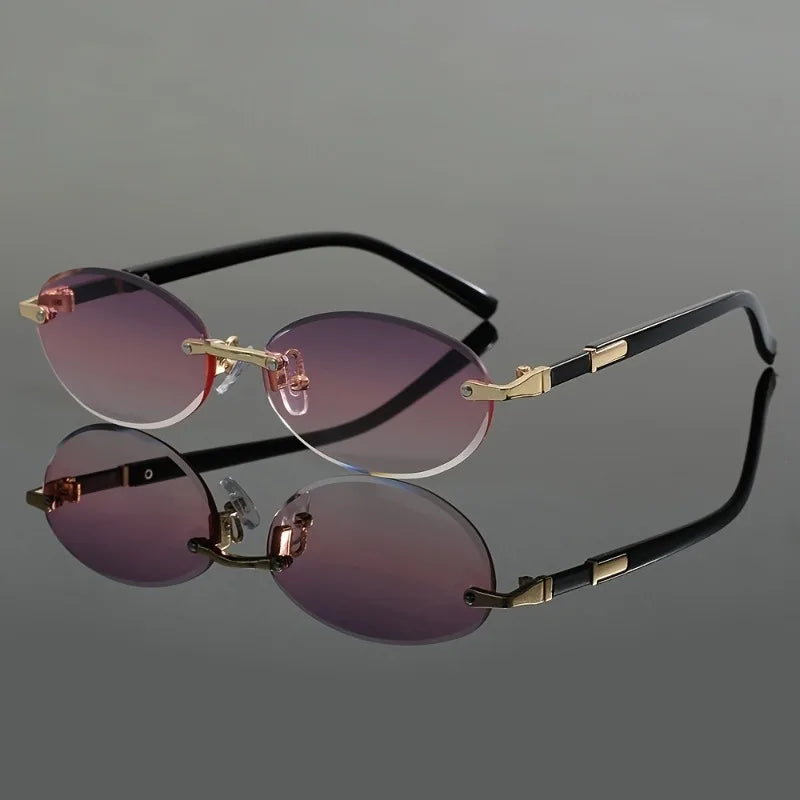 Stylish Rimless Oval Fashion Glasses for Men & Women  Perfect for Casual Wear Parties & Daily Activities