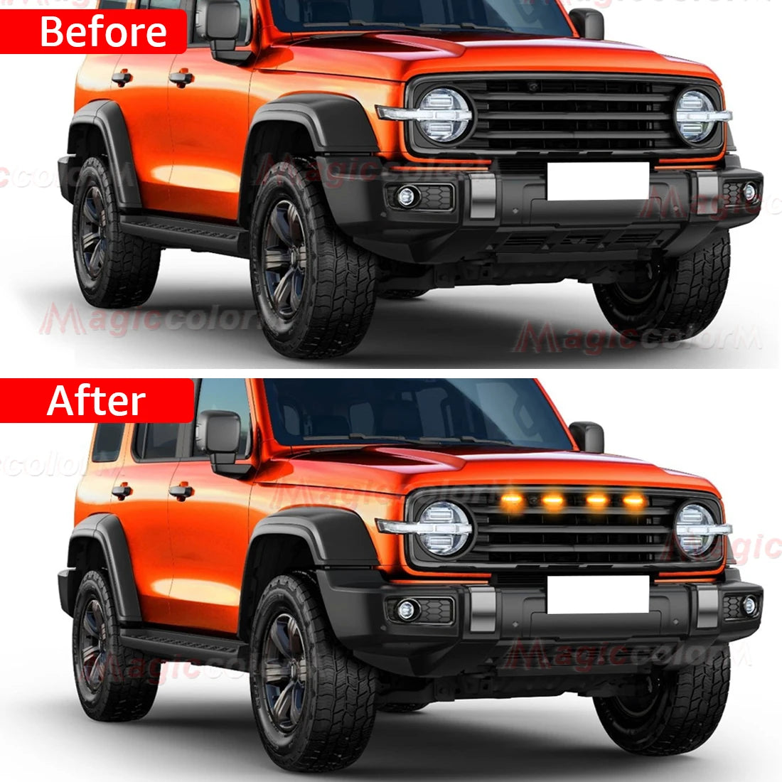 For GWM Tank 300 2021 2022 2023 2024 China Version LED Grill Light Front Grille Lights Amber Warning Daylights Car Accessories