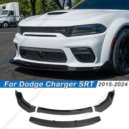 For Dodge Charger SRT 2015-2024 Car Front Bumper Diffuser Lip Spoiler Body Kit Splitter Cover Protector Tuning Gloss Black ABS