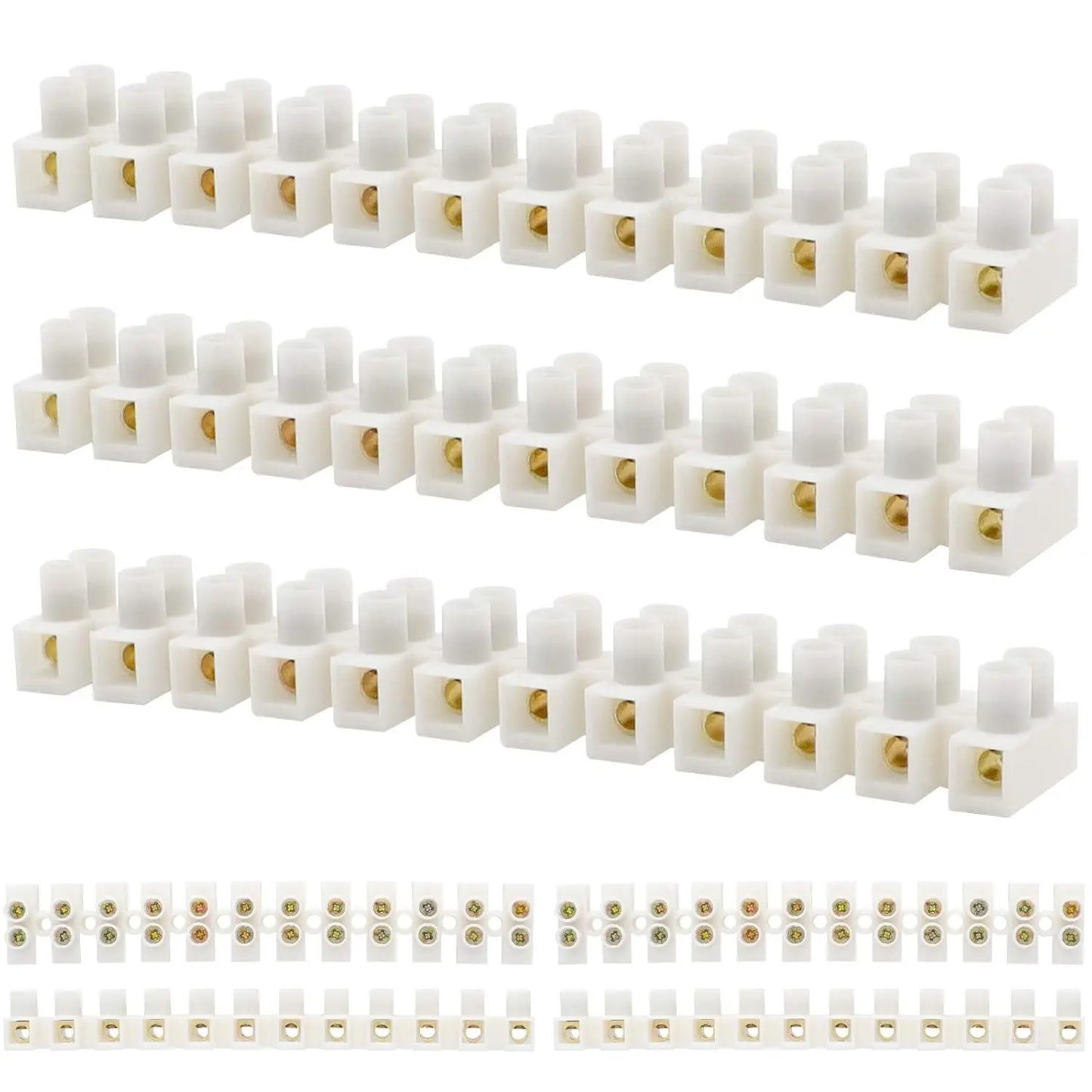 10 Pack Terminal Block, 12-Position Dual Row Terminal Strip Screw Terminal Electric Barrier Block for Small Home Projects