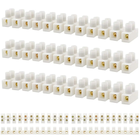 10 Pack Terminal Block, 12-Position Dual Row Terminal Strip Screw Terminal Electric Barrier Block for Small Home Projects