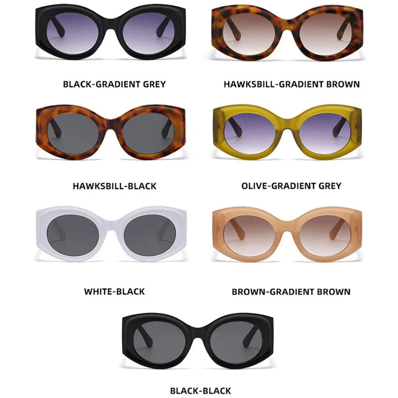 JNPCXI Fashion Oversized Oval Women Sunglasses Retro Jelly Color Orange Leopard Shades UV400 Men Gradient Sun Glasses