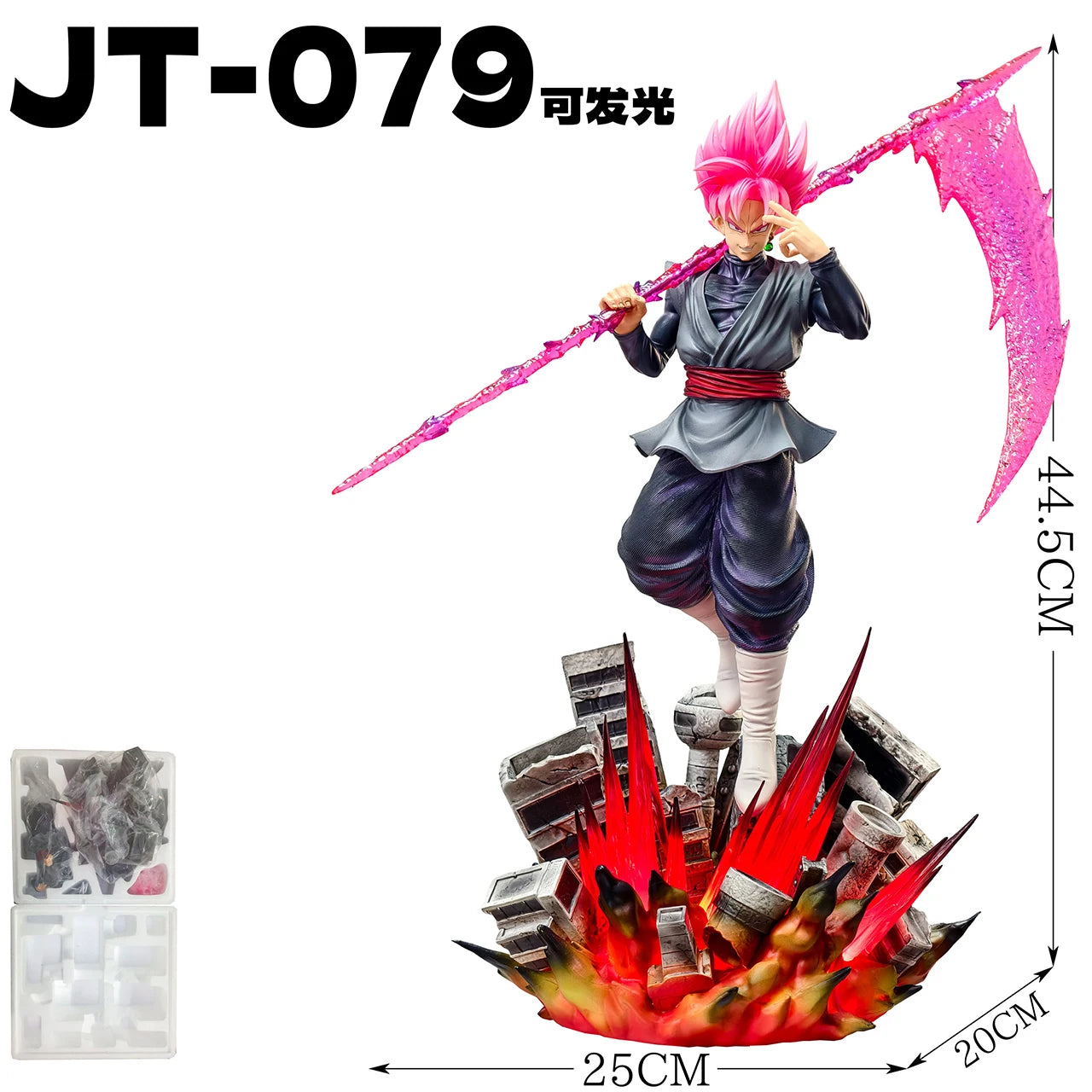 JT Statue 44.5cm/17.52inch Dragon Ball Z Zamasu Figure Led Base Black Goku Super Saiyan Action Figure Collection Model Toys Gift