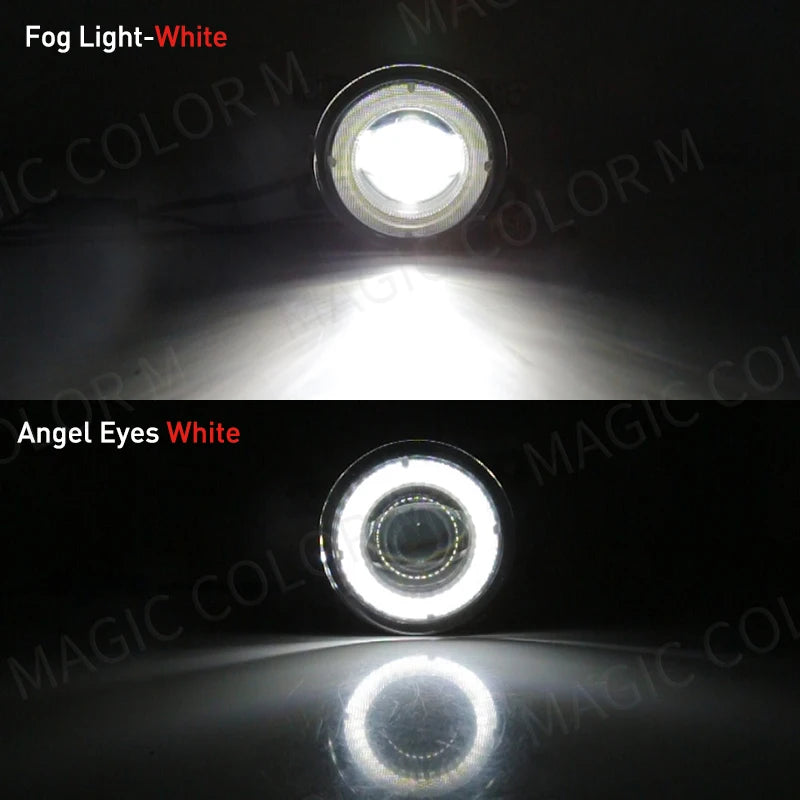 For Ford Focus Fusion Fiesta Ranger C-Max Transit Tourneo EcoSport Edge Angel Eye Fog Light Car DRL Fog Driving Lamp LED Lens