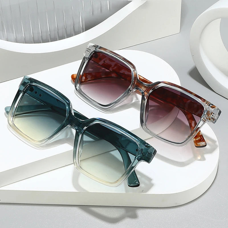 JNPCXI New Square Sunglasses Women Shades UV400 Retro Trending Rivets Men Gradient Orange Sun Glasses