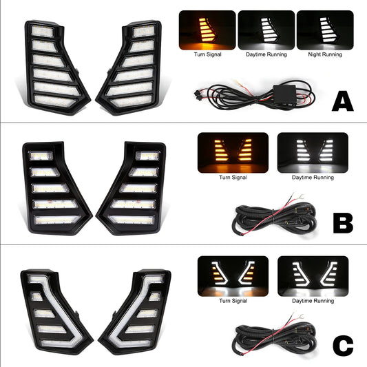 For Toyota Tacoma 2024 LED DRL Daytime Running Lights Fog Lamps Front Bumper Driving Headlights White Yellow Car Accessories 12V