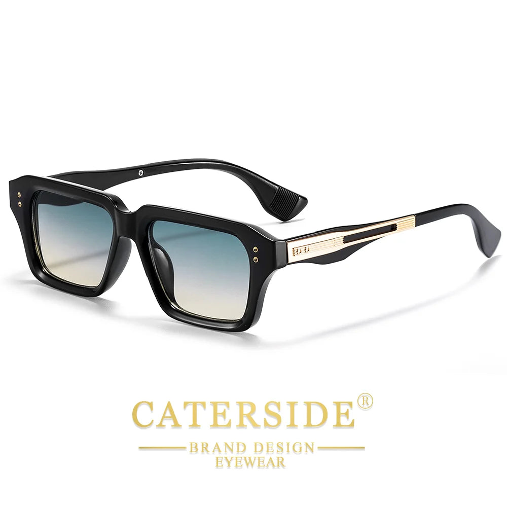 CATERSIDE Retro Men's Sunglasses Unique Temple Design Luxurious Sun Glasses Women Thick Frame Travel Parties UV400 Eyeglasses