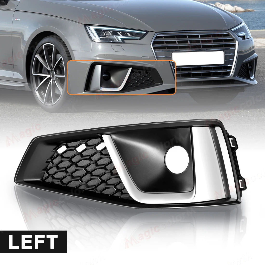 For Audi A4 B9 S-LINE S4 2018 2019 2020 Car Fog Lamps Cover Front Bumper Foglight Grille Grill Accessories 8WD807681J 8WD807682J