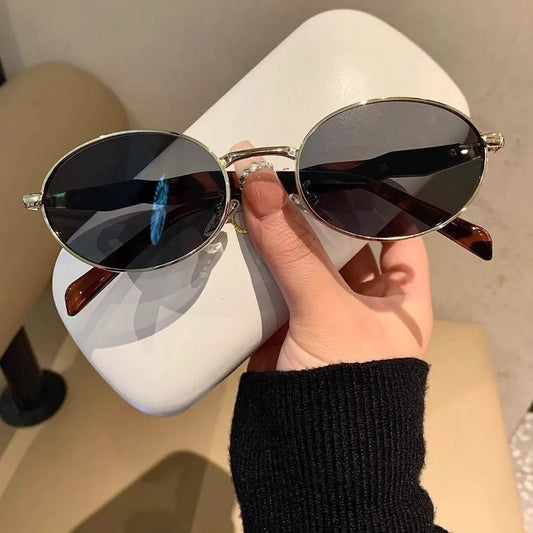 Retro Metal Full Frame Sunglasses Unisex Spring Hinge Fashion UV400 Eyewear