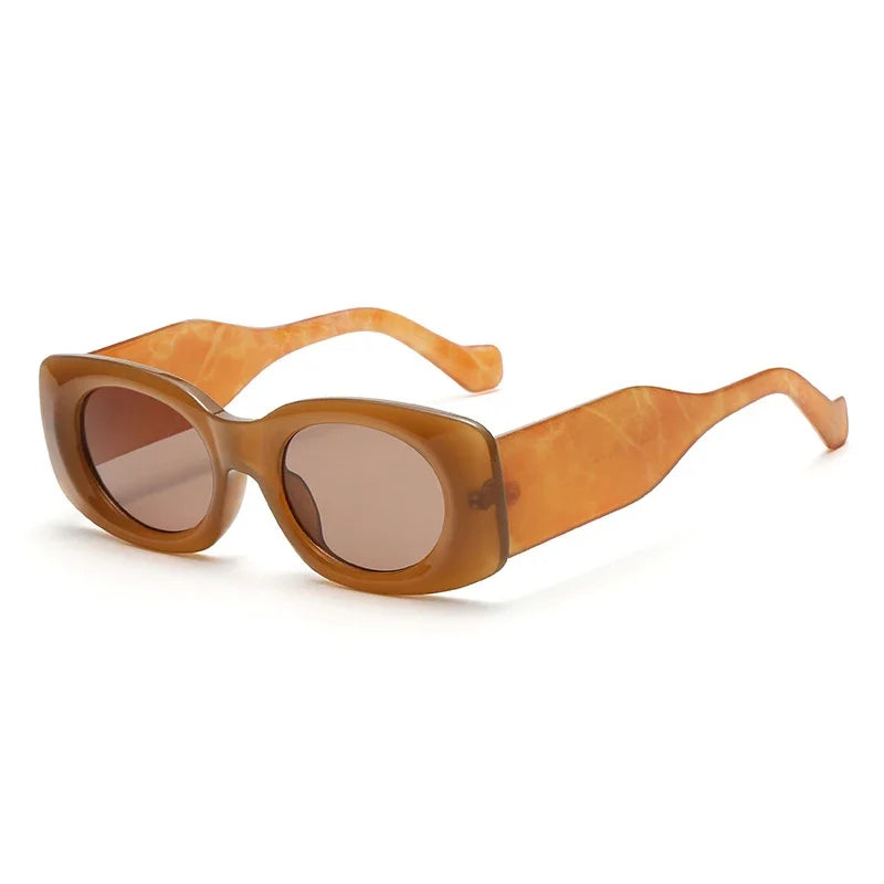 JNPCXI New Ins Popular Fashion Oval Women Jelly Color Sunglasses Retro Gradient Shades UV400 Men Wide Legs Sun Glasses
