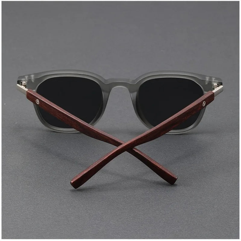 Unisex Retro Large Tortoiseshell Patterned Glasses - Large Round Wooden Frame Retro Non Degree Decorative Glasses
