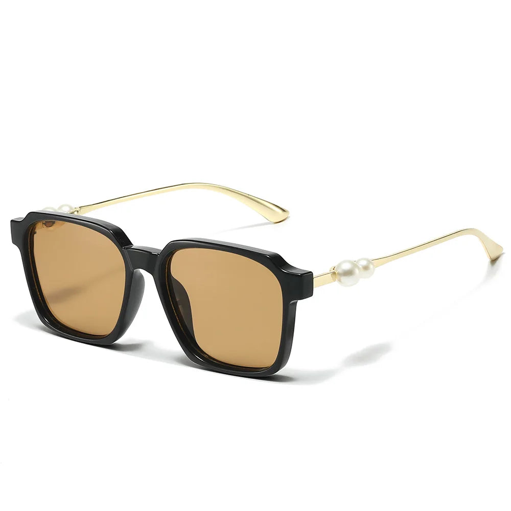 JNPCXI New Luxury Square Pearl Decorated Women's Sunglasses Fashionable UV400 Casual Sun Glasses