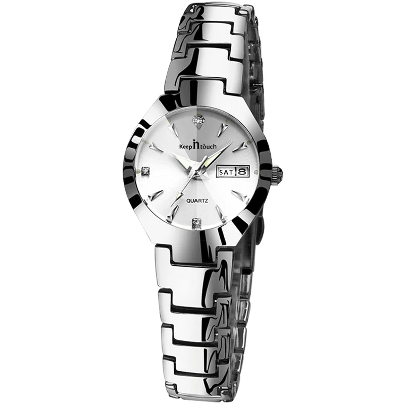 Women's Stainless Steel Watch High-quality Fashion Casual Watches For Women Waterproof Quartz Wristwatch With Calendar Luminous