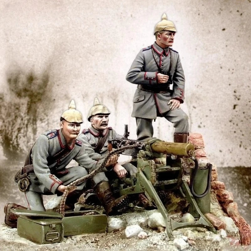 High quality 1:35 cast resin model gray kit, one-stop European Army battlefield 3-person set model, unpainted