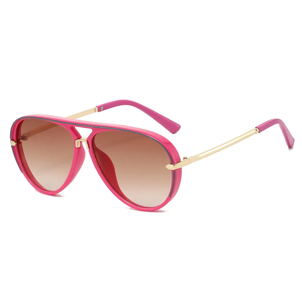 JNPCXI New Fashion Double Bridges Pilot Women Oversized Sunglasses Retro Candy Color Gradient UV400 Men Punk Sun Glasses