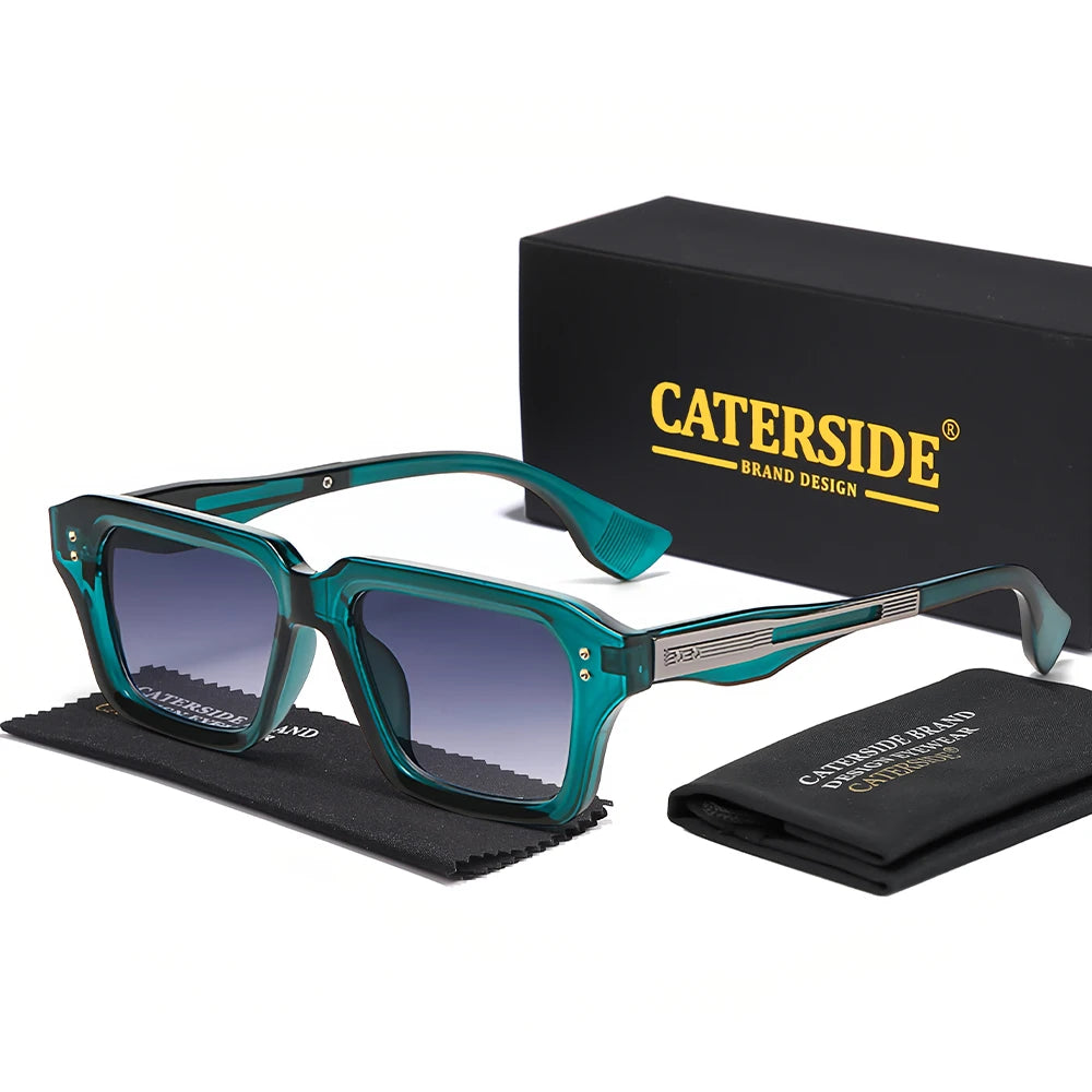 CATERSIDE Retro Men's Sunglasses Unique Temple Design Luxurious Sun Glasses Women Thick Frame Travel Parties UV400 Eyeglasses