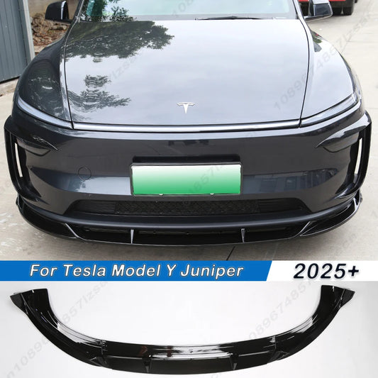 For Tesla ModelY Juniper 2025-2026+ Car Front Bumper Spoiler Lip Diffuser Lower Splitter Guard Body Kit Tuning Gloss Black