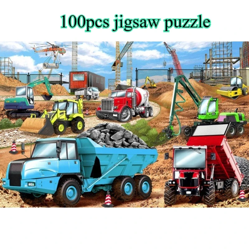 38x25 finished size Children's Paper Puzzle 100 Pieces Blue Card Animal Cartoon Puzzle Educational Toy Perfect Gift for Kids