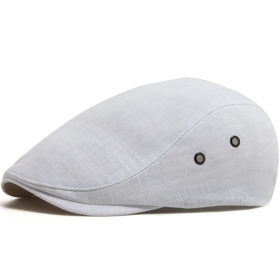 Men Linen Flat Cap Summer Breathable Newsboy Ivy Gatsby Beret Hat Wmoen Casual Vintage Driving Cabbie Hat With Ventilation Holes