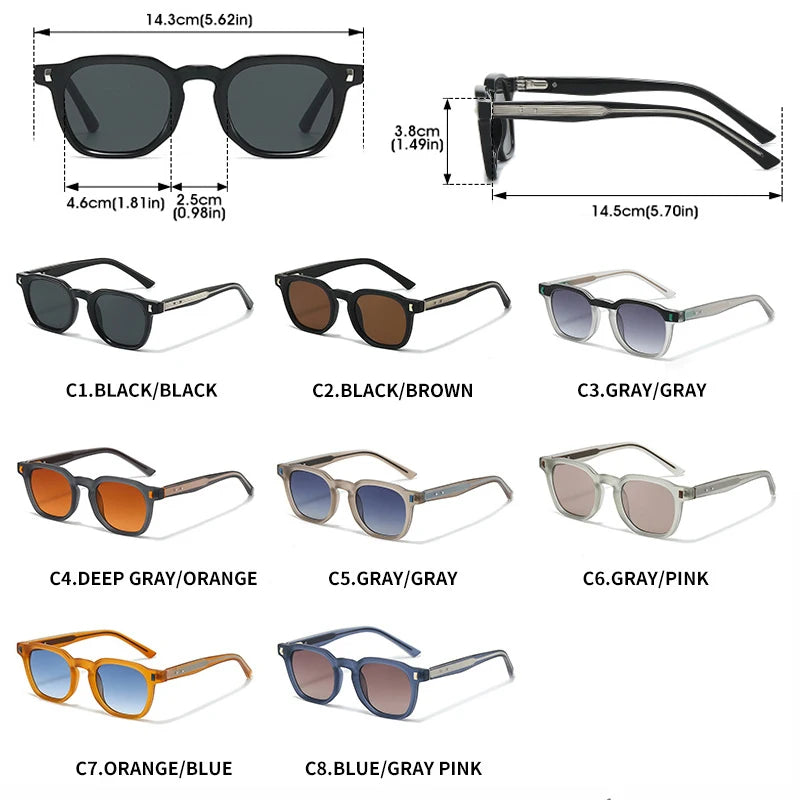 JNPCXI New Fashion Sunglasses Men Vintage Square Gradient Sun Glasses Outdoor Sports Party Vacation Travel Driving Eyeglasses