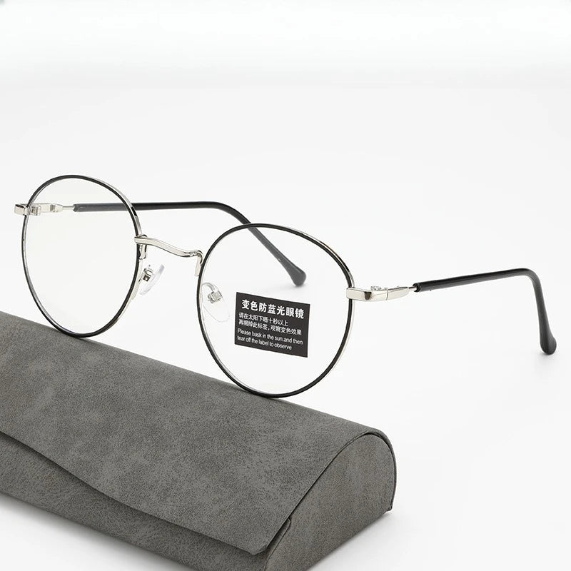 Retro anti blue light radiation gray glasses for men and women, Korean version, trendy photochromic glasses