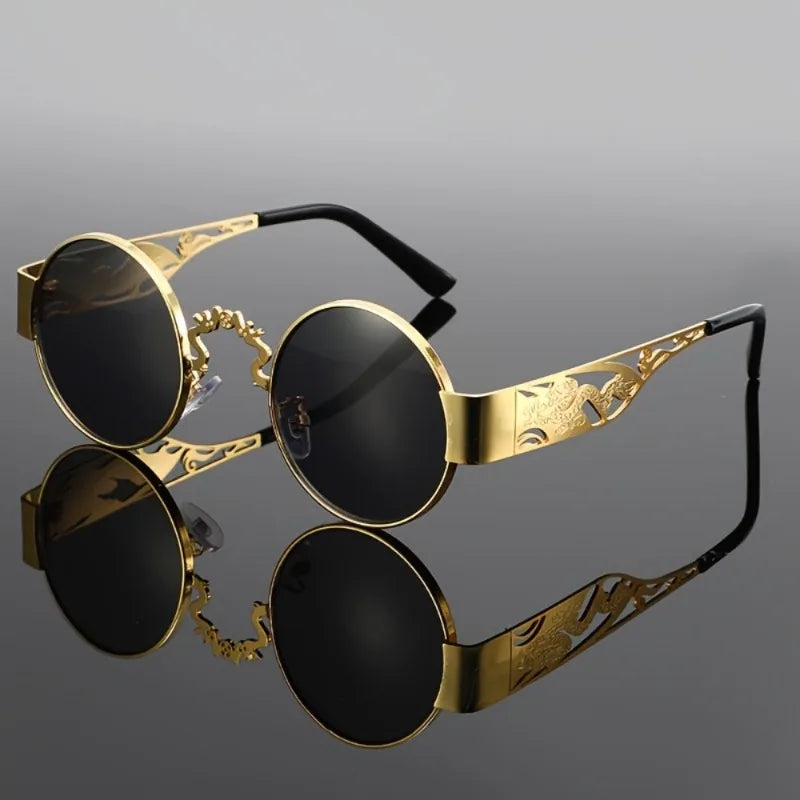 Classic and Fashionable Round Frame Glasses, with A Vintage Metal Frame, Perfect for Driving Beach Parties and Outdoor Travel