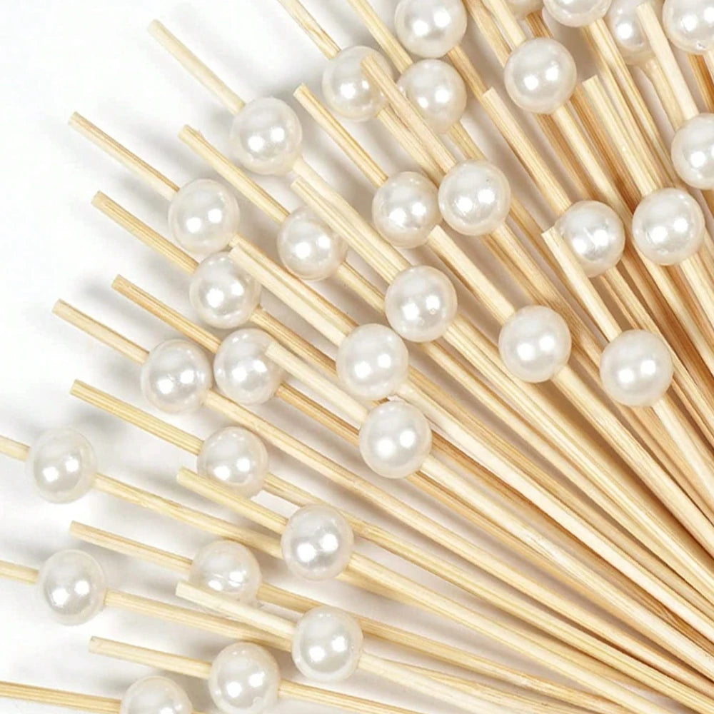 100pcs Cocktail Picks, 4.7 Inch Toothpicks For Drinks, Desserts, Party Fancy Toothpicks Faux Pearl Mini Food Picks Decorative
