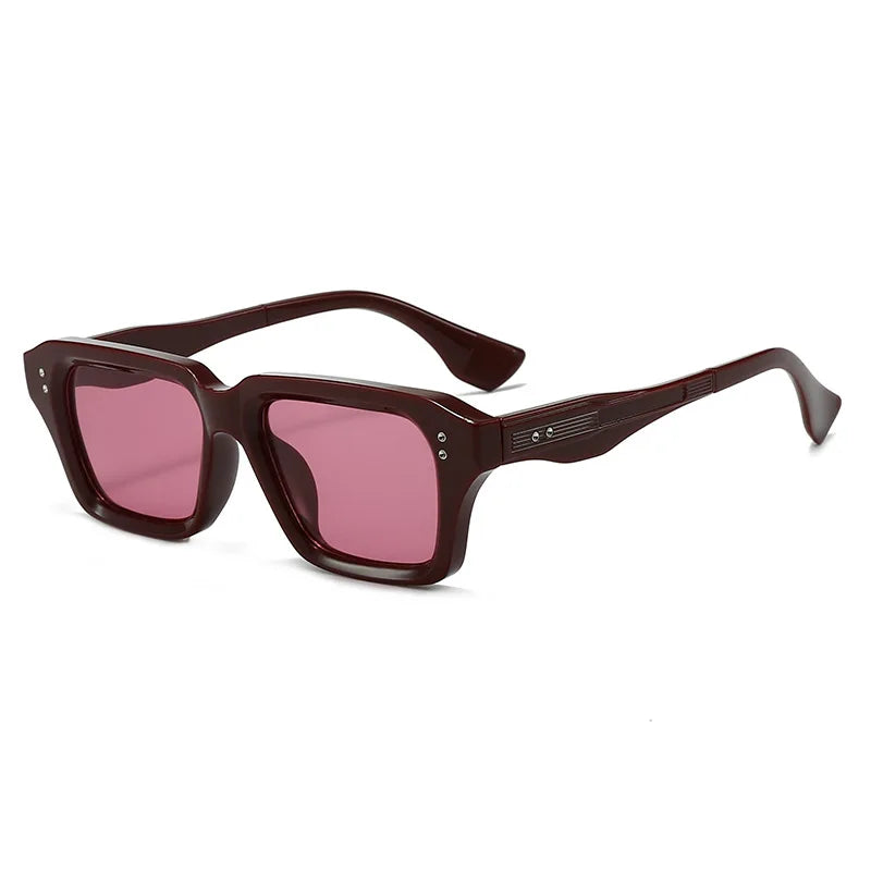 JNPCXI New Retro Square Rivets Men Sunglasses Shades UV400 Fashion Green Green Women Clear Lens Frame